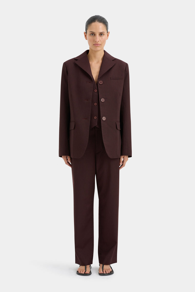 SIR the label Guillaume Trouser Plum Pinstripe