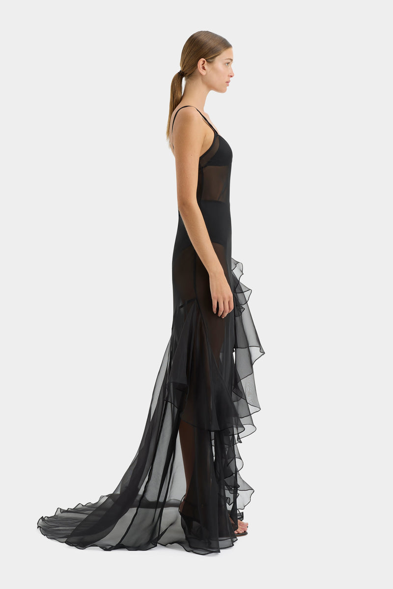 SIR the label Sage Flounce Gown BLACK