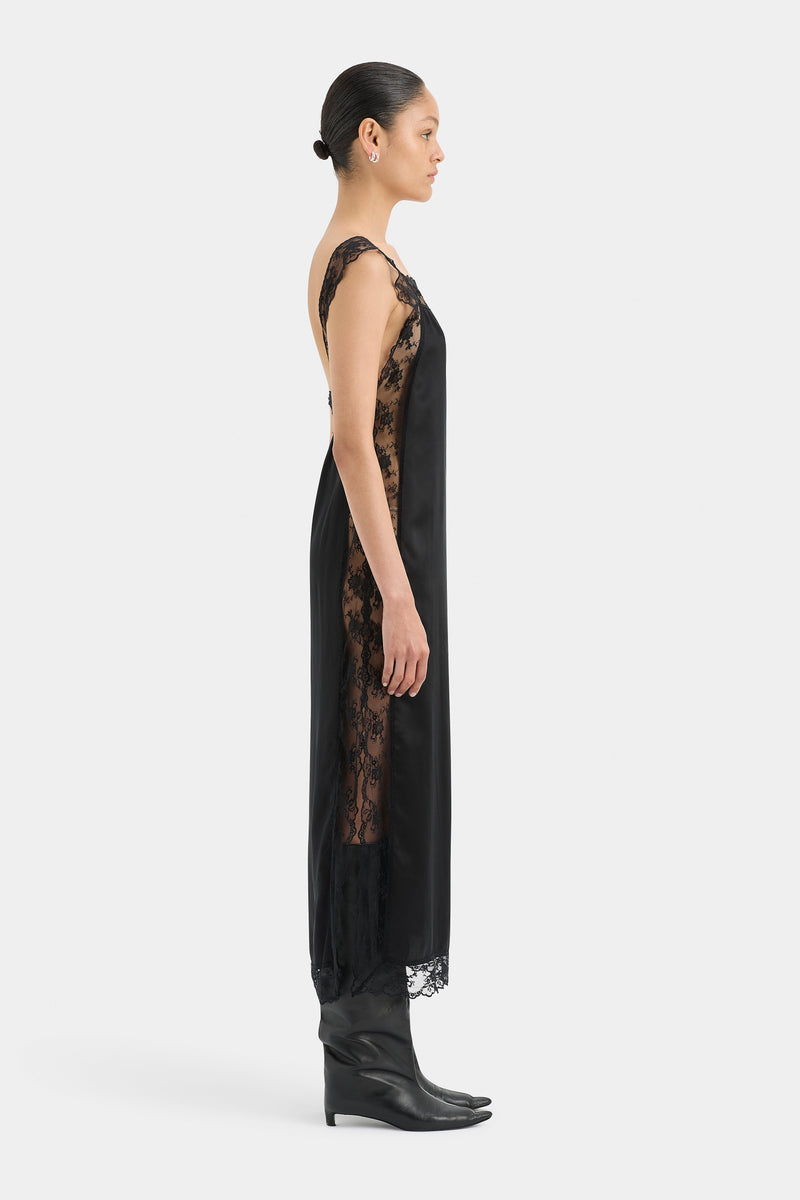 SIR the label Aries Square Neck Lace Slip BLACK