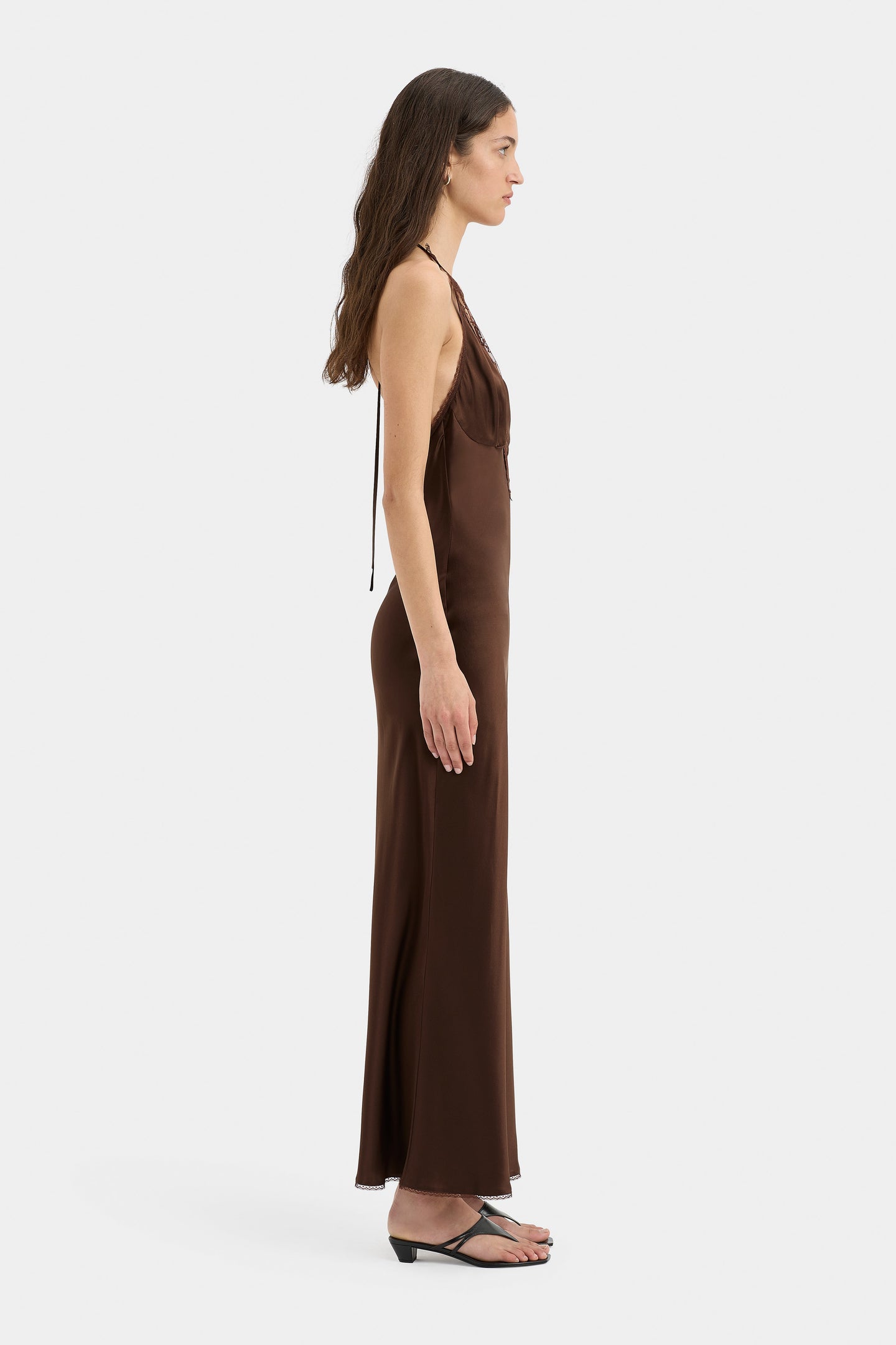SIR the label Aries Halter Gown CHOCOLATE