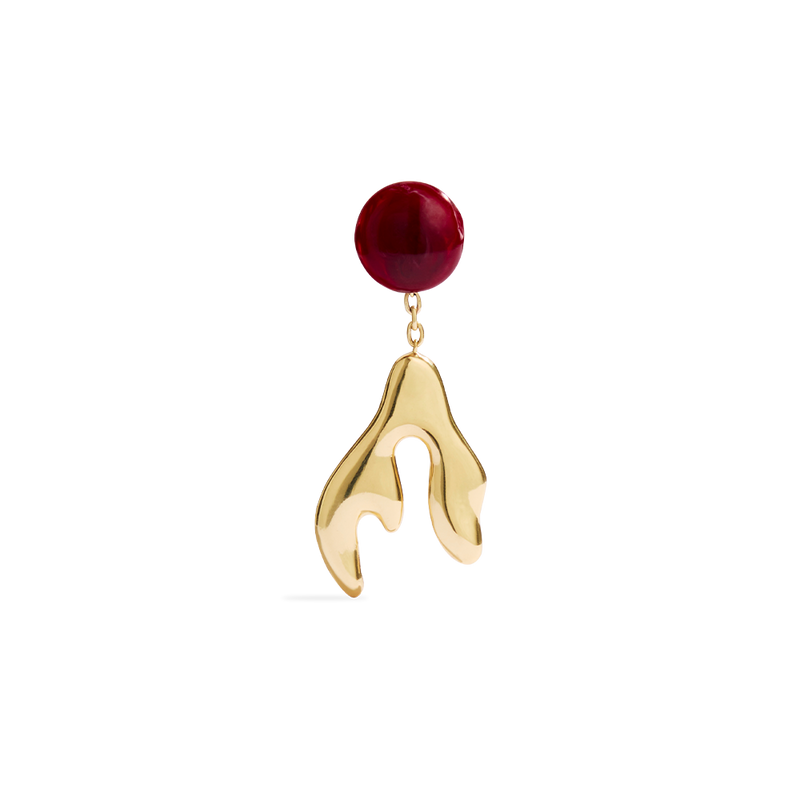 SIR the label Frankie Red Abstract Earring BRASS