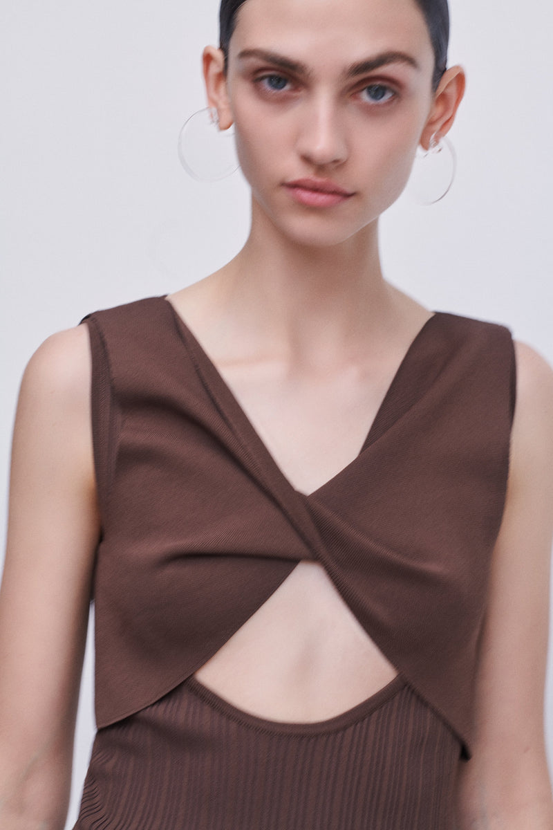 SIR the label Sylvie Twist Dress CHOCOLAT