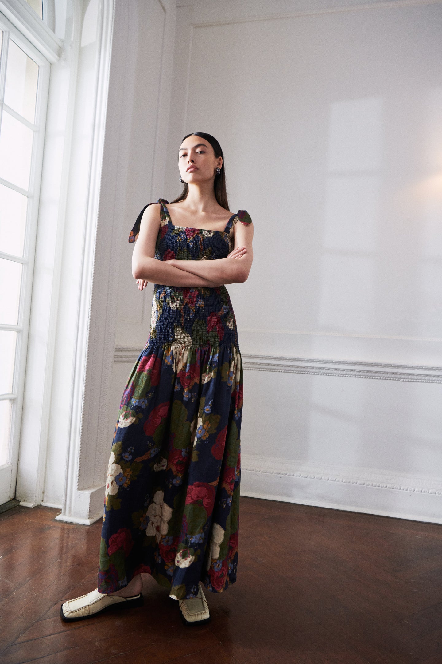 SIR the label Francesca Shirred Maxi Dress GARCIA FLORAL PRINT