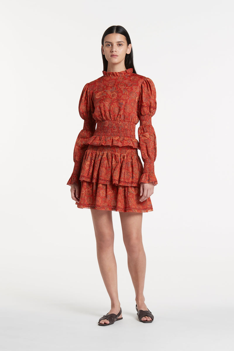 SIR the label Allegra Tiered Mini Skirt IDALIA FLORAL PRINT
