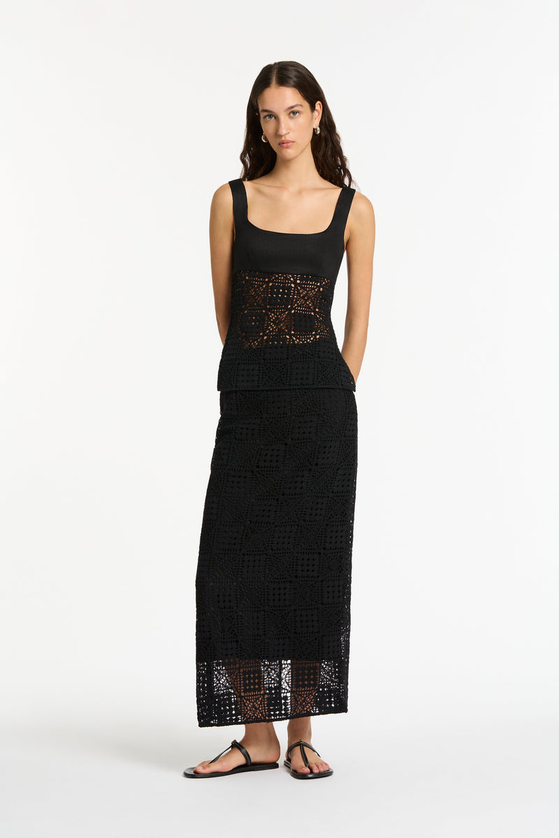 SIR the label Rayure Top Black Crochet