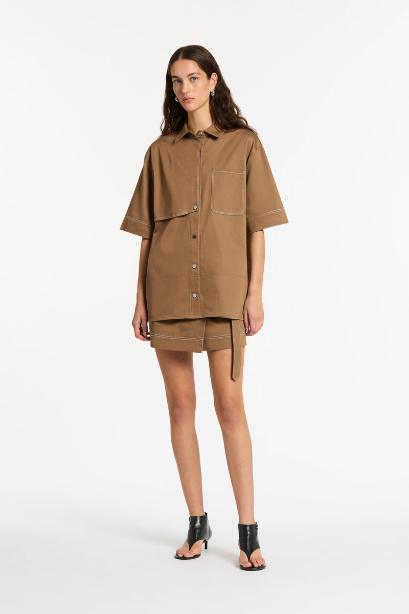 SIR the label Bourdelle Utility Mini Skirt Biscuit