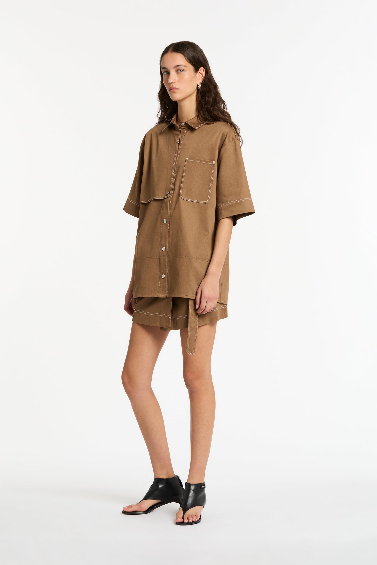 SIR the label Bourdelle Utility Mini Skirt Biscuit