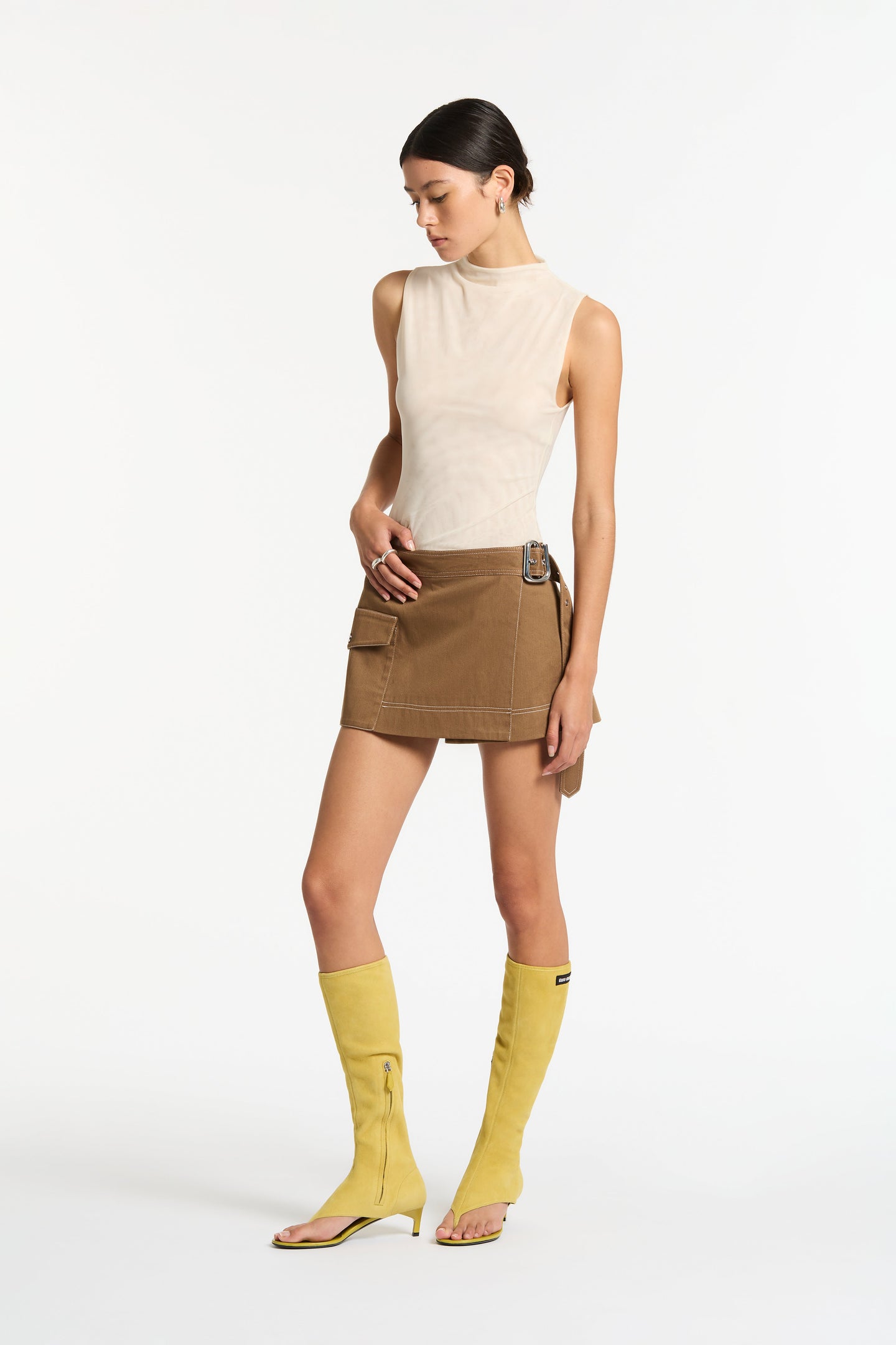 SIR the label Bourdelle Utility Mini Skirt Biscuit