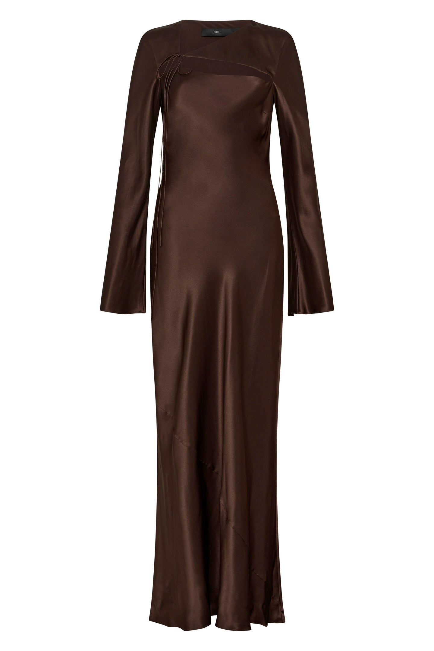 SIR the label Selita Long Sleeve Midi Dress CHOCOLATE