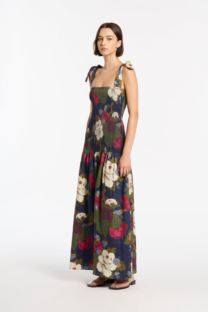 SIR the label Francesca Shirred Maxi Dress GARCIA FLORAL PRINT
