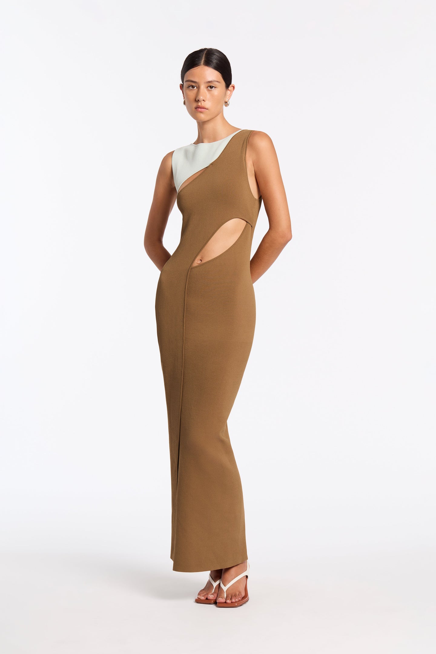 SIR the label Nadja Cut Out Midi Dress CINNAMON