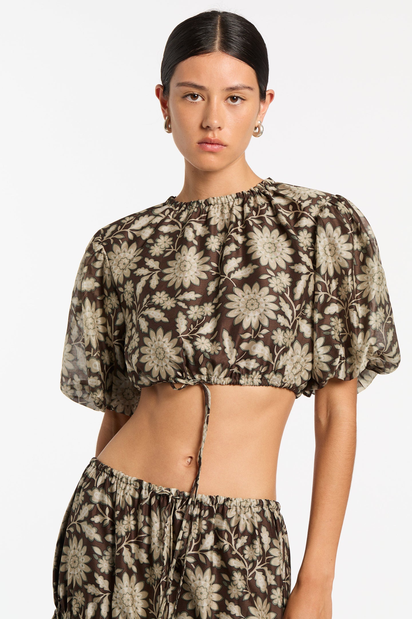SIR the label Xanita Puff Sleeve Crop XANITA PRINT
