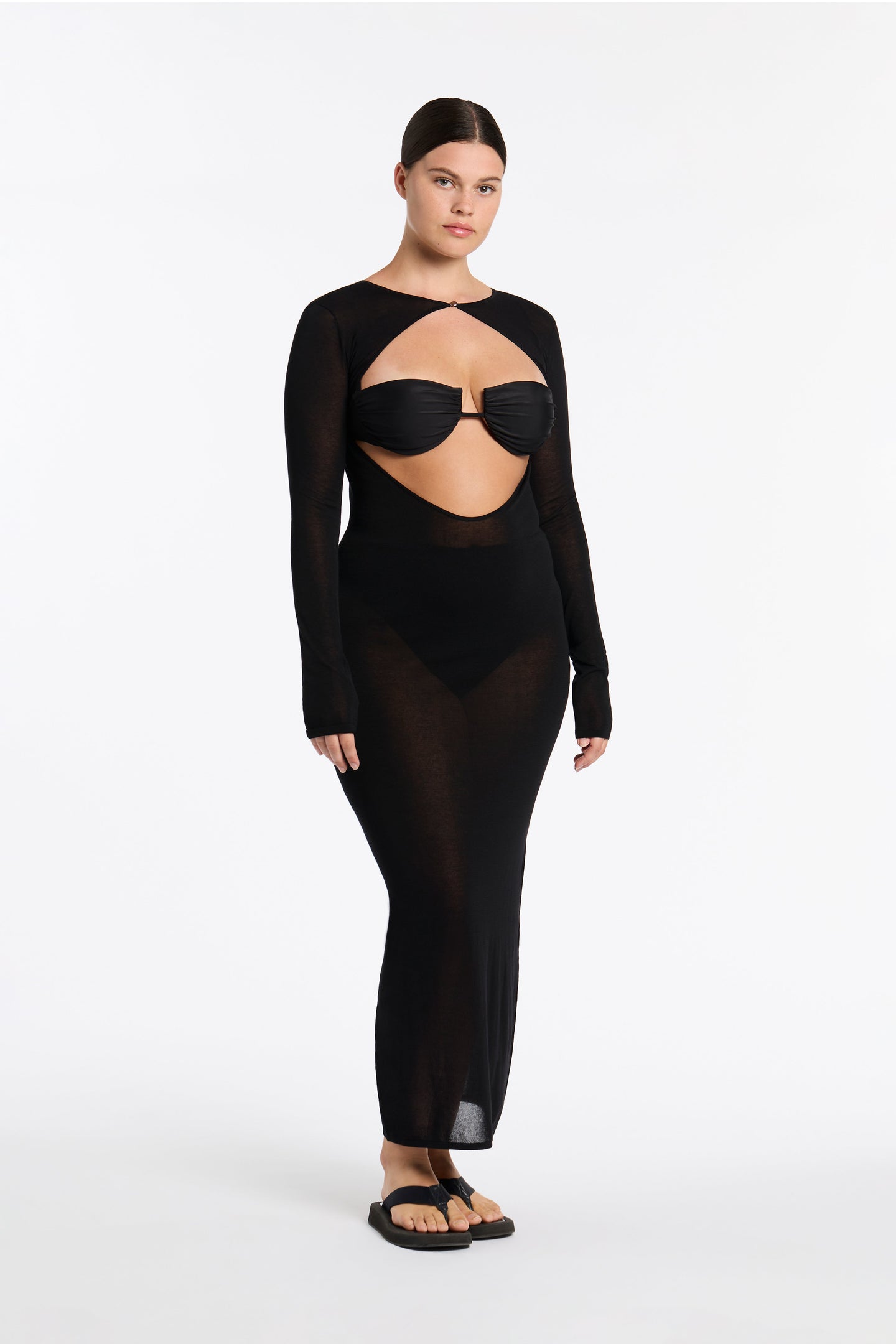 SIR the label Eva Knit Midi Dress BLACK
