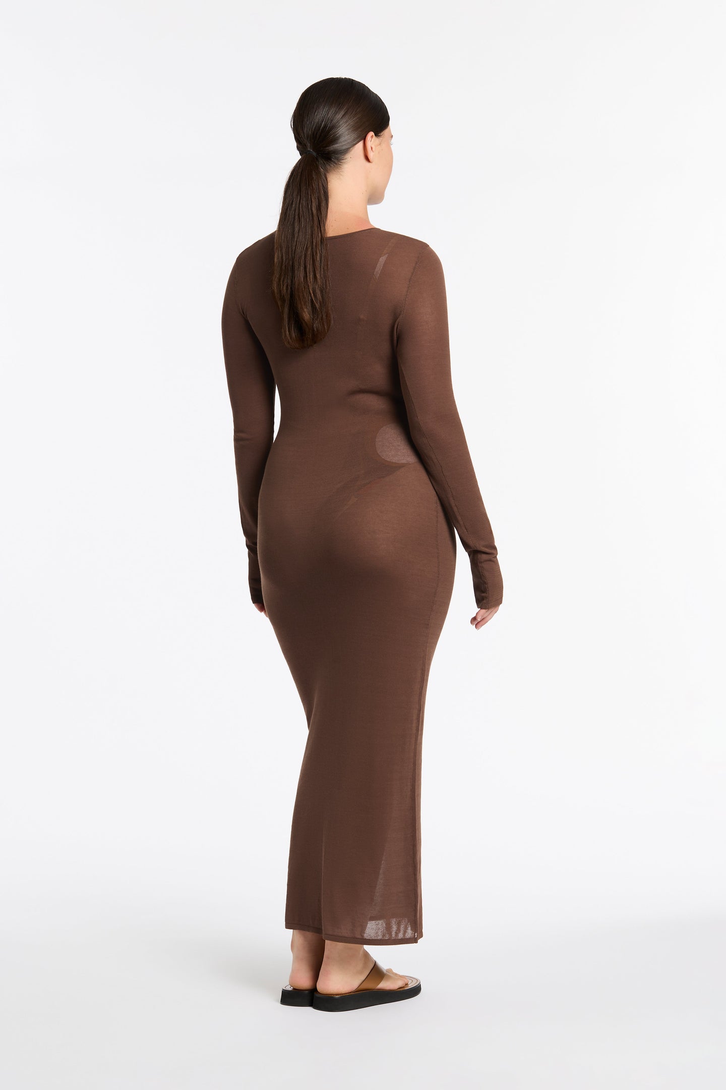 SIR the label Eva Knit Midi Dress CHOCOLATE