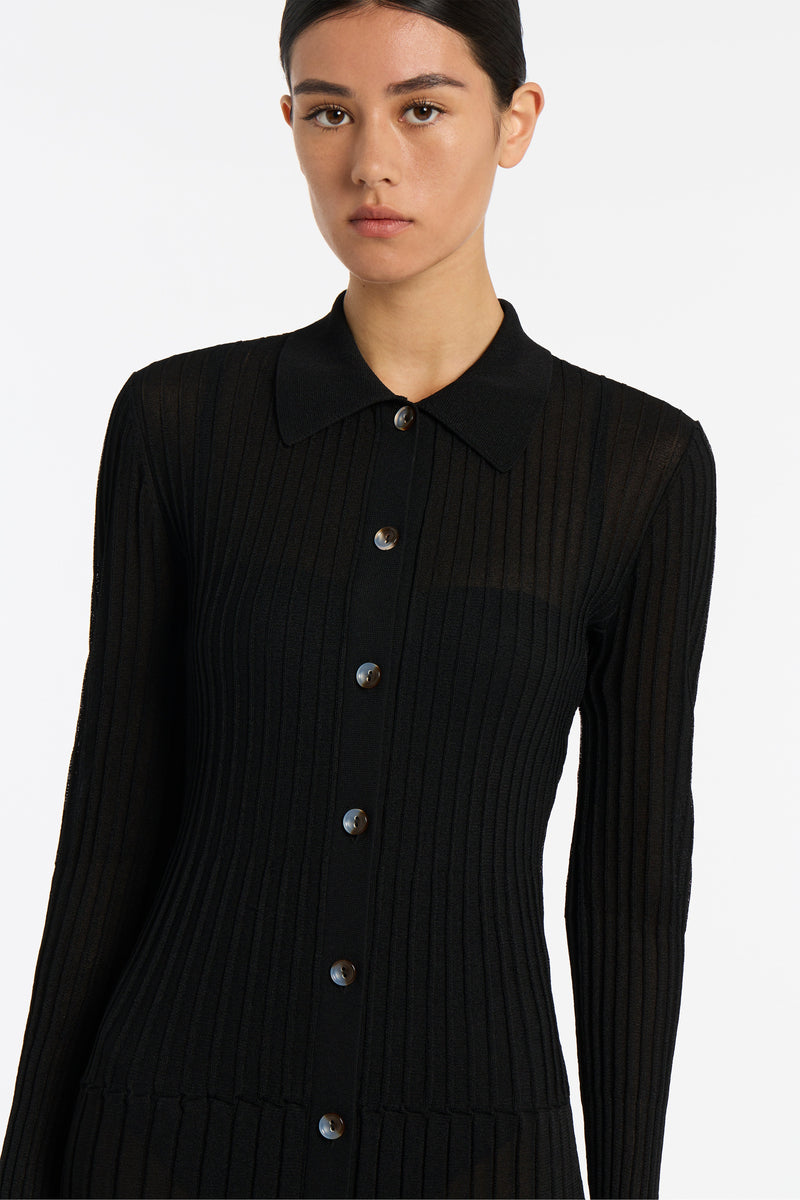 SIR the label Eva Buttoned Maxi Dress BLACK