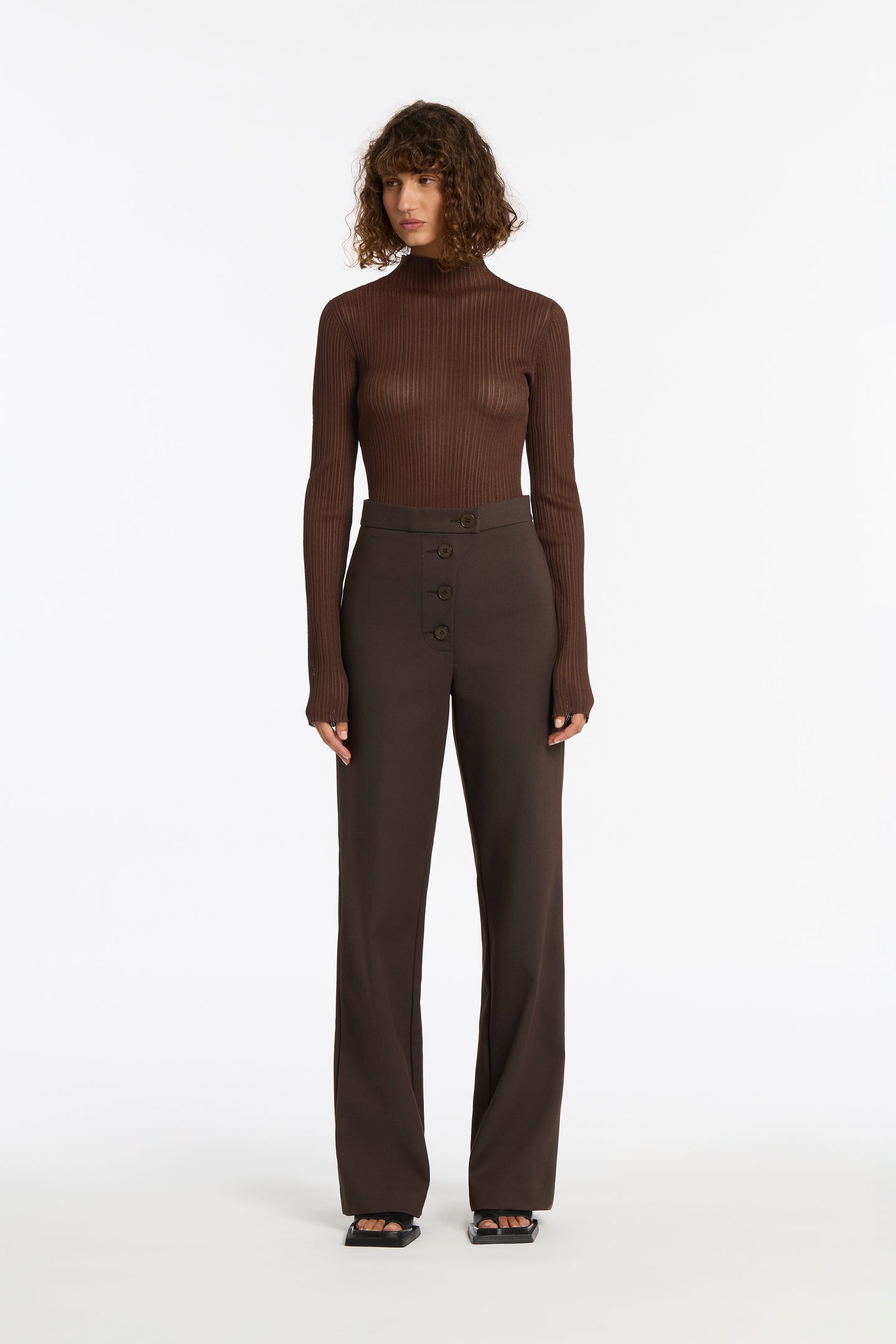 SIR the label Sandrine Button Pant CHOCOLATE