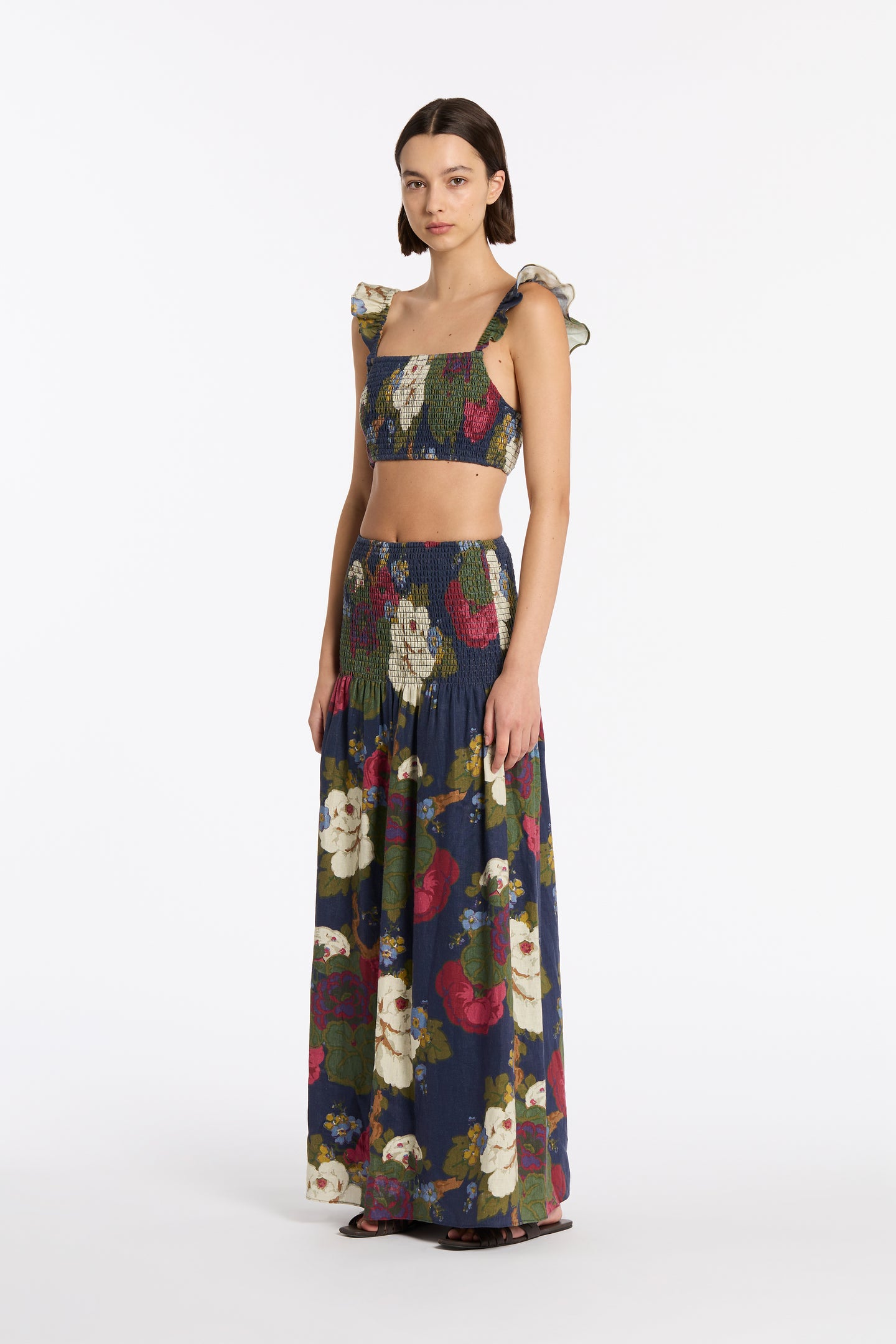 SIR the label Francesca Shirred Crop GARCIA FLORAL PRINT