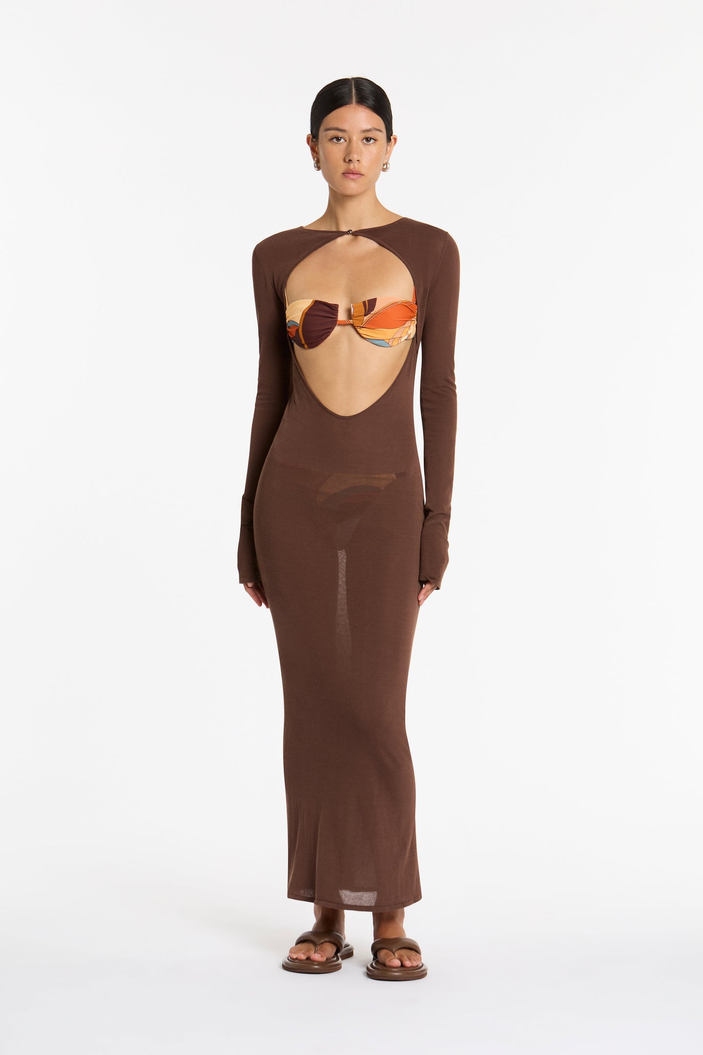 SIR the label Eva Knit Midi Dress CHOCOLATE