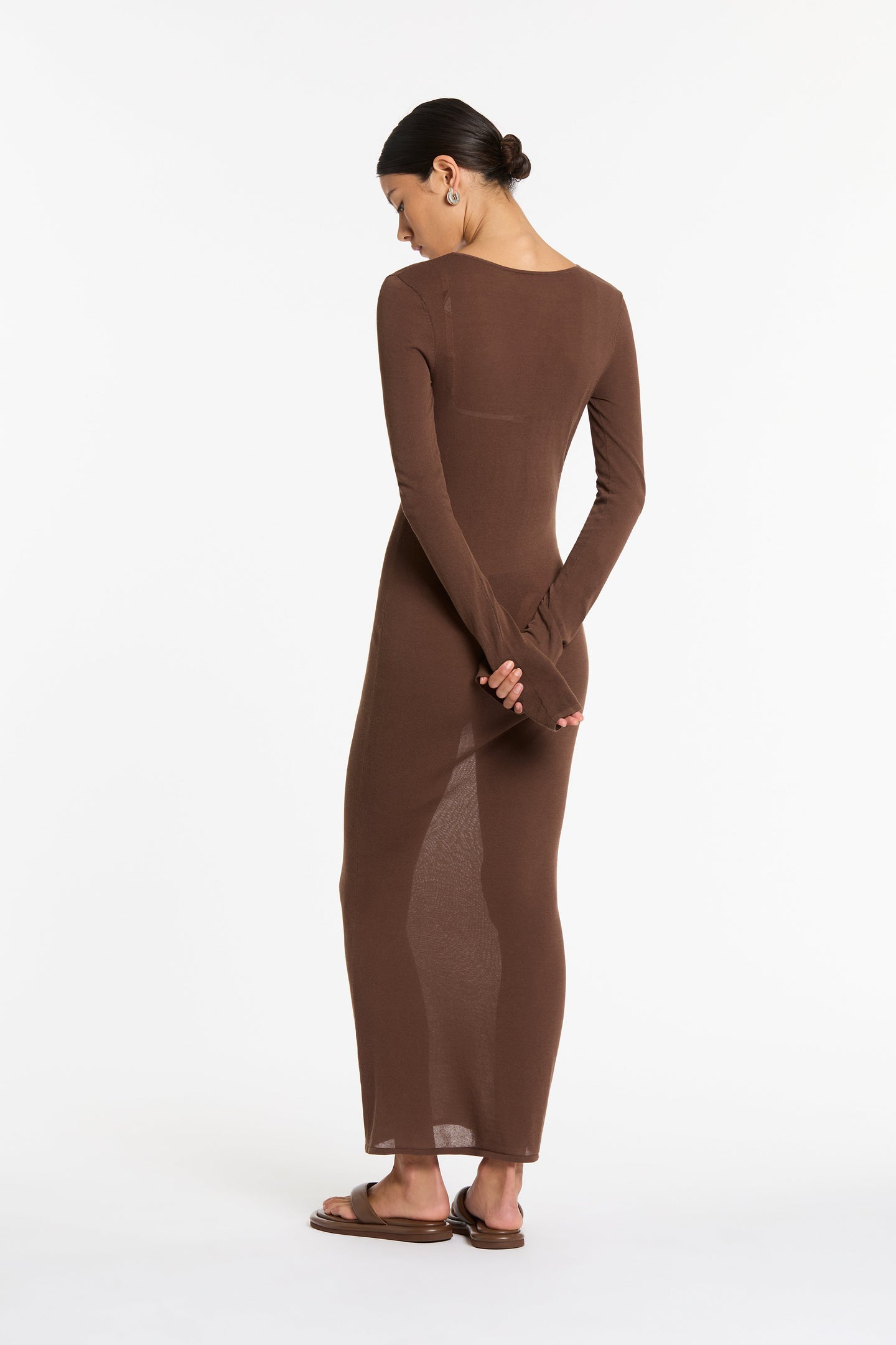 SIR the label Eva Knit Midi Dress CHOCOLATE