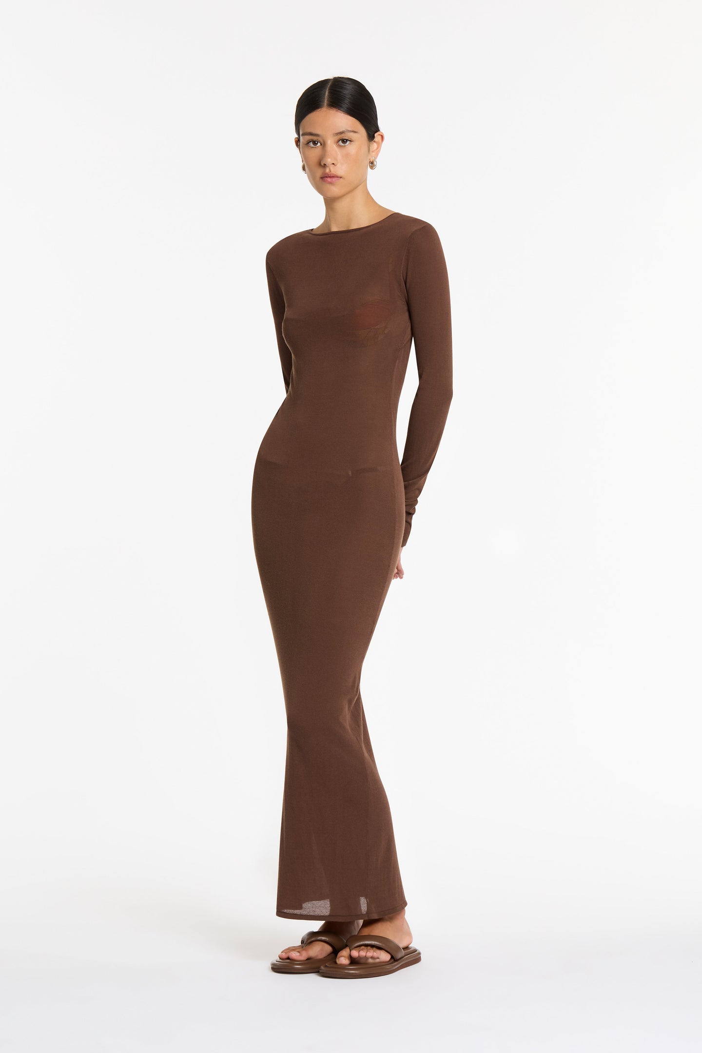 SIR the label Eva Knit Midi Dress CHOCOLATE