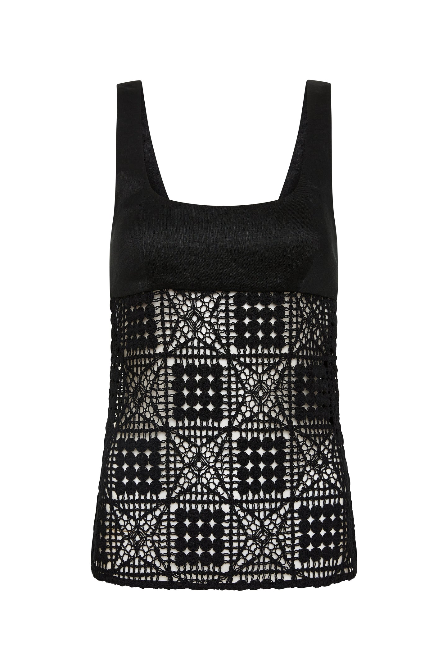 SIR the label Rayure Top Black Crochet