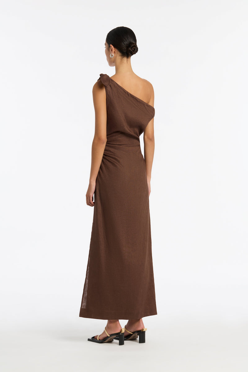 SIR the label Bettina Off Shoulder Dress CHOCOLATE