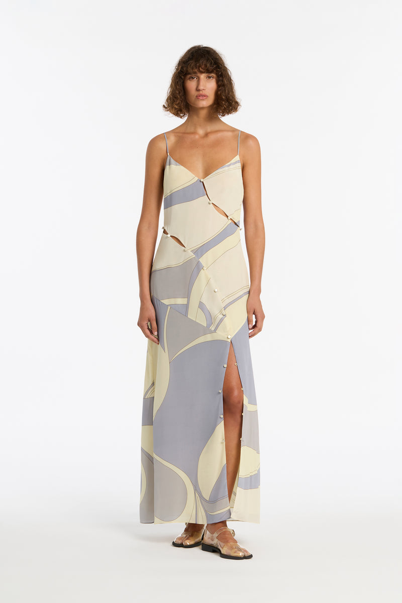 SIR the label Adrianna Buttoned Slip Dress CESCO PRINT