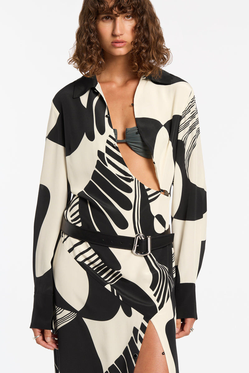 SIR the label Realisme Buttoned Shirt Dress Papier