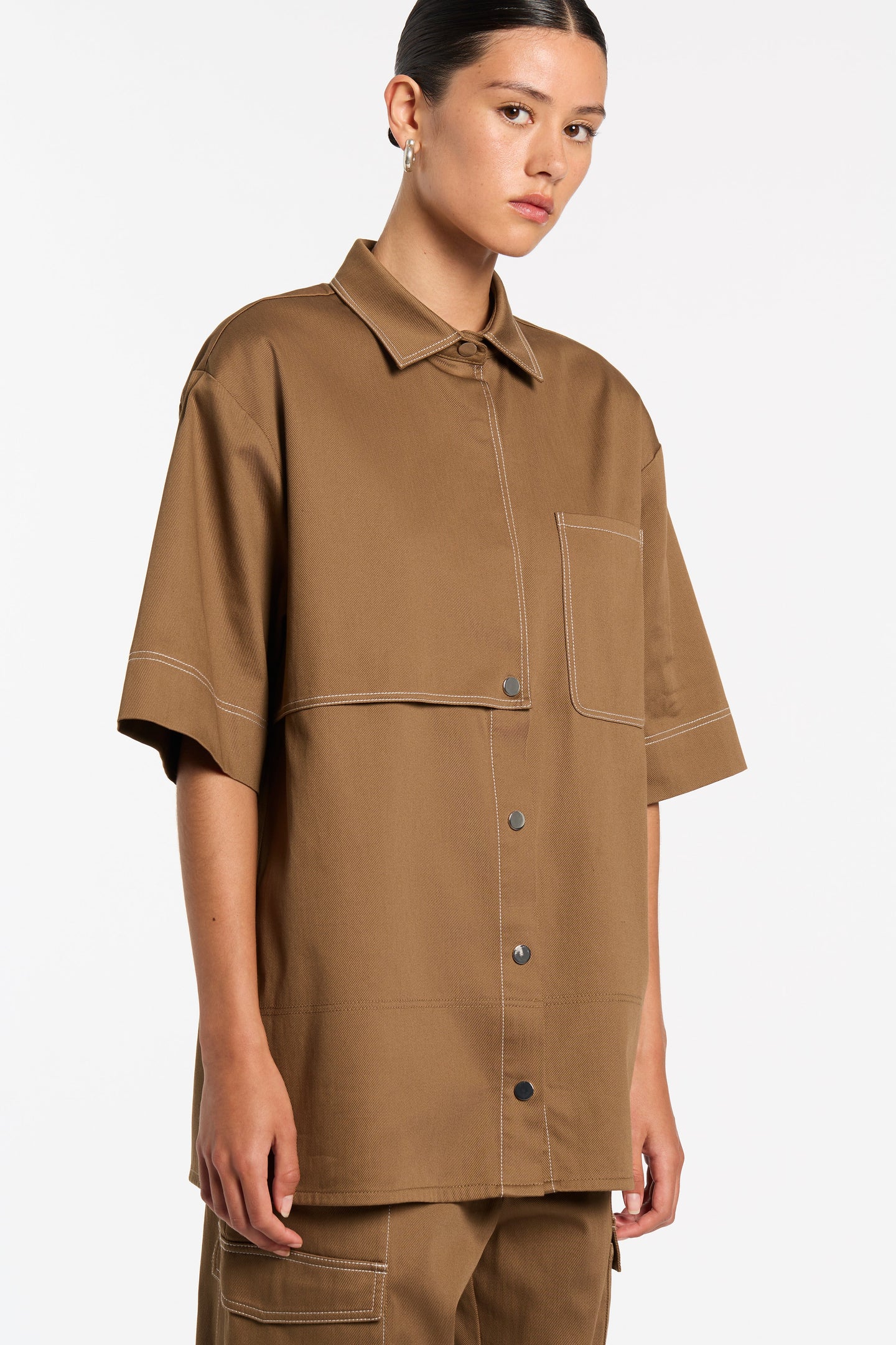 SIR the label Bourdelle Utility Shirt Biscuit