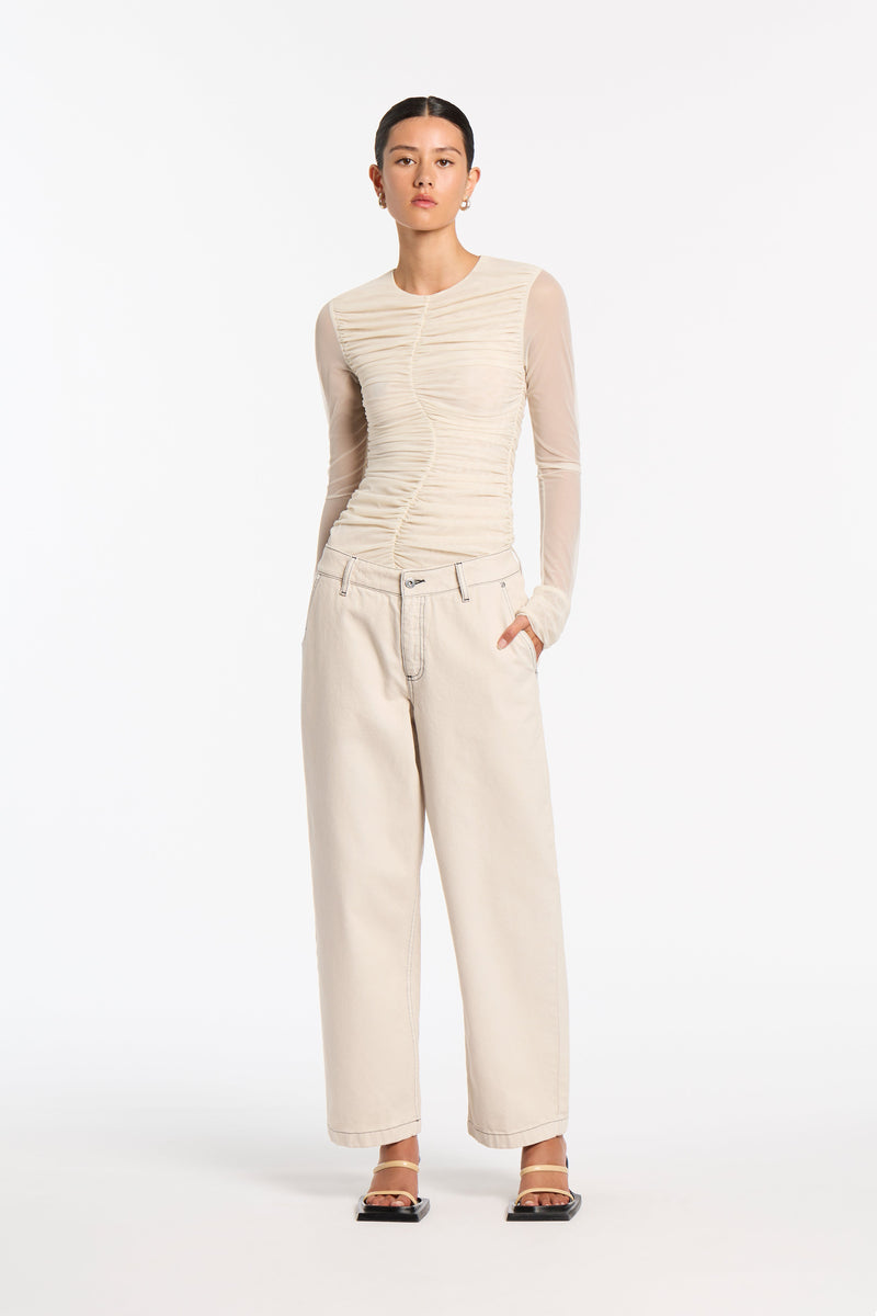 Jacques Mesh Gathered Top