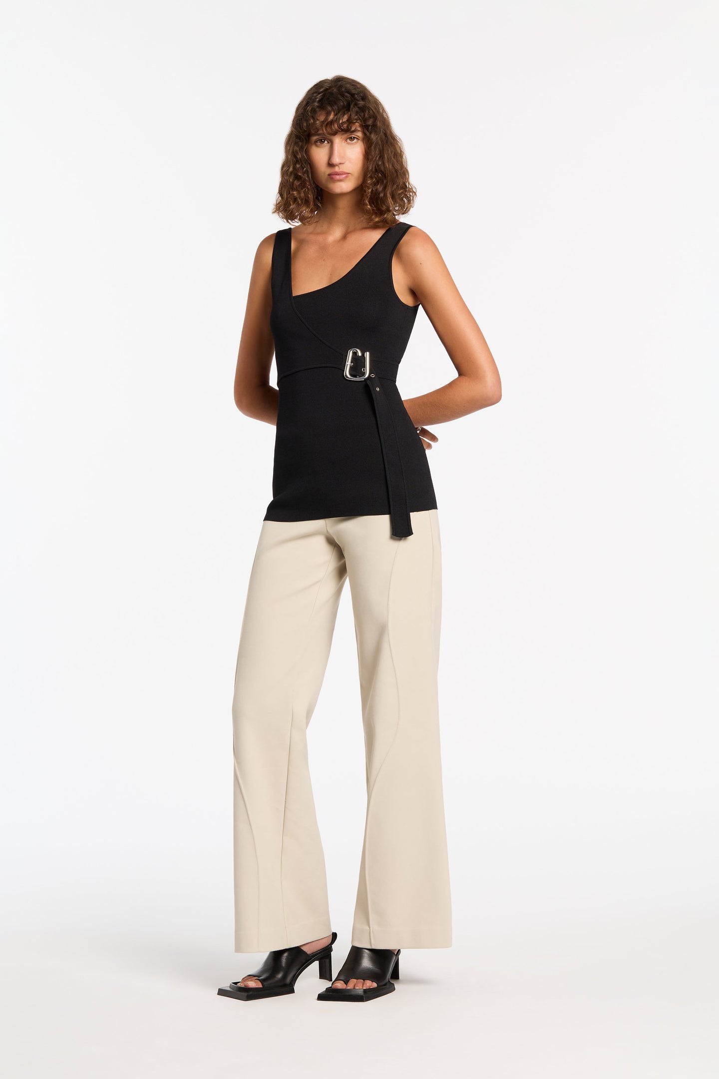 SIR the label Modernist Belted Top Noir